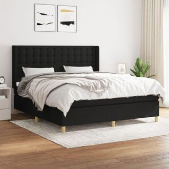 vidaXL Vidaxl - Cama Box Spring Con Colch&oacute;n Tela Negro 160x200 Cm