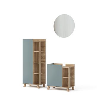 Vicco Conjunto De Muebles De Ba&ntilde;o Karen, Gris Azulado, 3 Partes