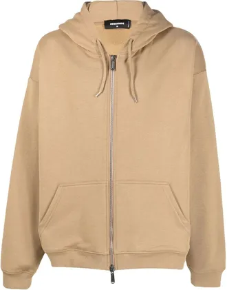 Dsquared2 drawstring-hooded zipped jacket - men - Cotton - M - Neutrals