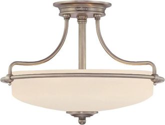 Netlighting Griffin 3 Light Semi Flush Ceiling Light Antique Nickel E27