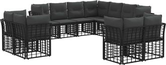 vidaXL Conjunto De Sof&aacute;s De Exterior Negro Y Gris Oscuro Poli&eacute;ster Vidaxl
