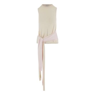 J.W.Anderson Sleeveless Tops, female, Beige, Size: XS Waist Tie Tank Top