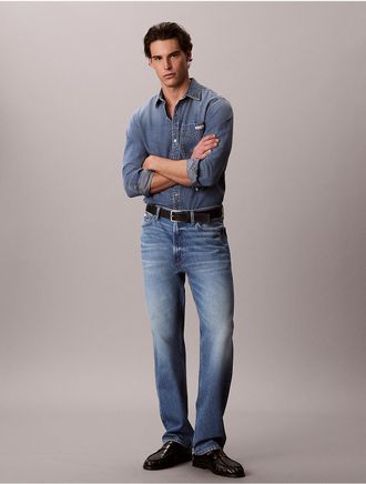Calvin Klein Mens Standard Straight Jeans - Blue - 29W x 30L