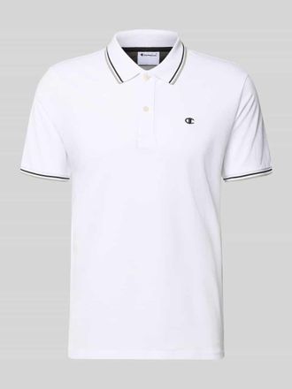Champion Slim Fit Poloshirt mit Label-Stitching in Weiss, Gr&ouml;&szlig;e XXL