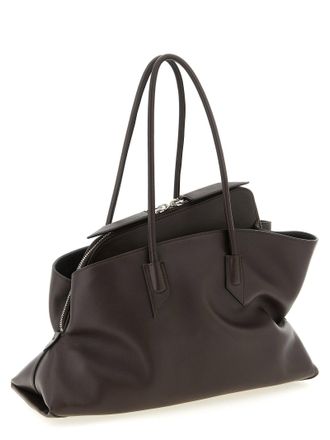 The Attico La Passeggiata Calfskin Leather Shoulder Bag - Brown