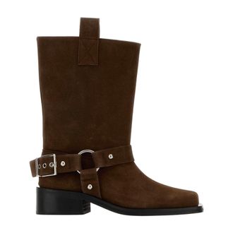Ganni Cowboy Boots, female, Brown, Size: 11 US Mid Shaft Biker Boot