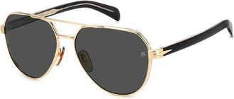 Eyewear by David Beckham Goud/Donkergrijs Zonnebril - Heren - Zonnebrillen - Geel - 61 MM - Accessoires