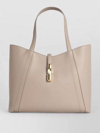 Furla shopping goccia linen leather tote bag