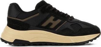 Hogan Black Suede Mesh Chunky Sole Sneakers