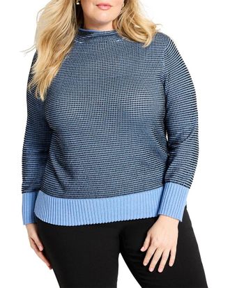 Nic+Zoe NIC+ZOE Plus Funnel Neck Pixel Knit Sweater