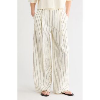 TWP Greenwich Avenue Linen Wide Leg Pants in Ivory /Chocolate at Nordstrom Rack, Size 12