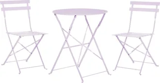 Beliani Set Da Esterno 3 Pezzi Tavolino E 2 Sedile Pieghevoli In Metallo Blu Fiori