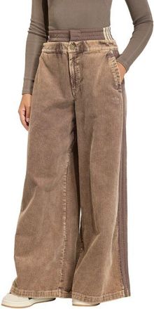 adidas Originals Side Stripe Corduroy Wide Leg Pants in Earth Strata at Nordstrom, Size X-Small