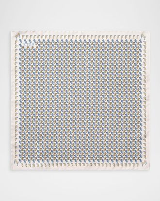 Eton Men & apos;s Pineapple Silk Twill Pocket Square