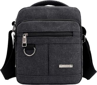 Generic Compatible For Men Canvas Shoulder Bag Casual Travel Mens Crossbody Luxury Messenger Bags Satchel Handbags Tote(Black)