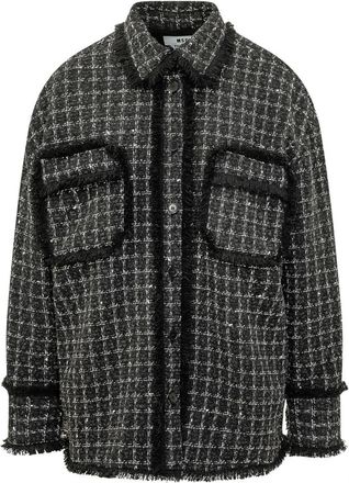 Msgm Tweed Jassen - Dames - Blazers - Zwart - S - Tweed - Jassen