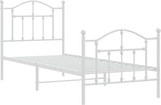 vidaXL Metal Bed Frame without Mattress with Footboard White 80x200cm vidaXL