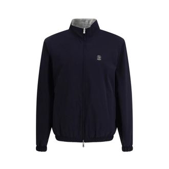 Brunello Cucinelli Blauw Polyamide Shell Jacket - Heren - Jassen - Blauw - Maat: S Polyamide