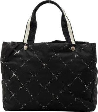 Chanel Pre-owned Tote Bags, female, Black, Size: ONE SIZE Pre-owned Old Travel Line Tote Bag