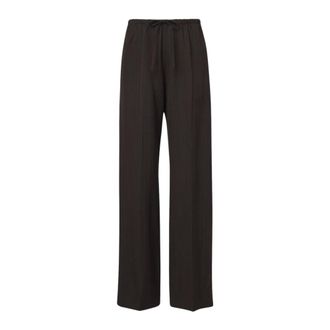 Dries Van Noten Wijde broek - Dames - Broeken - Bruin - Maat: M Leer