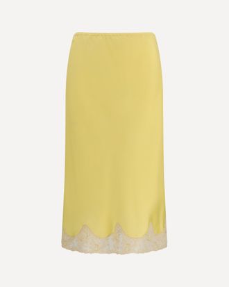 Saint Laurent Satin midi Skirt with lace inserts Female 42