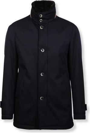 Herno Carcoat van Diagonaal Wol - Heren - Mantel - Blauw - 2XL - Wol - Jassen