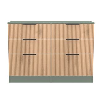 Welcome Furniture Alaska Ready Assembled 6 Drawer Wide Chest in Slat Effect & Reed Green - Welcome Furniture | TJ Hughes