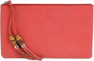 Gucci Pre-owned Clutches, female, Red, Size: ONE SIZE Pre-owned Bamboo Tassel Pouch
