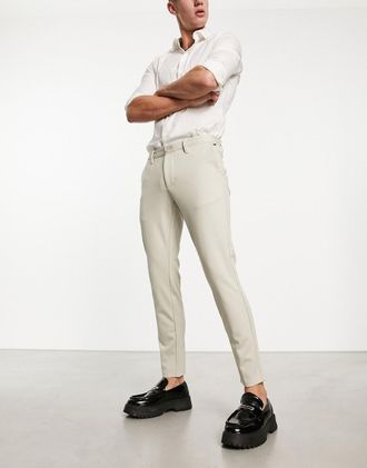 Only & Sons Only & Sons slim fit tapered pants in beige-Neutral