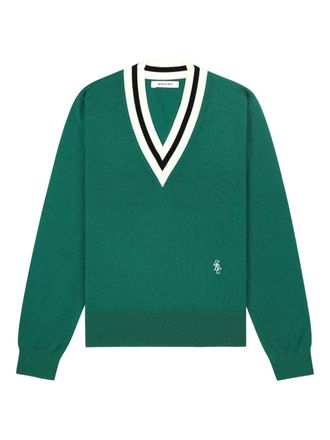 Sporty & Rich V-neck sweater - women - Merino - L - Green
