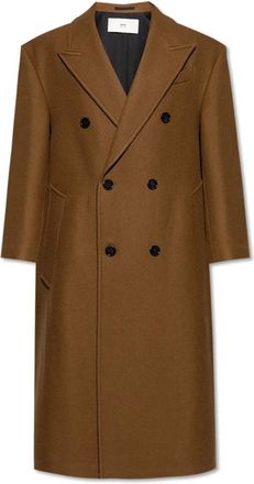 Ami Jassen, Heren, Bruin, XL, Wol, Wollen double-breasted jas