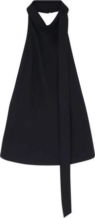 Alysi Top met Strik op de Rug en Ronde Hals - Dames - Tops zonder mouwen - Zwart - M - Polyester - Tops