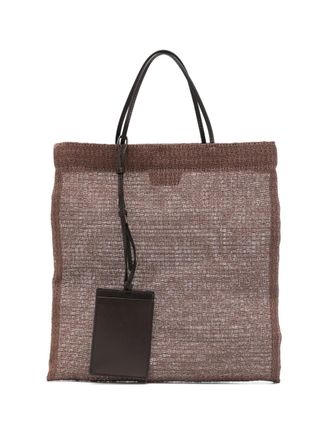 The Row leather-trimmed woven tote bag - women - Calf Leather/Polyurethane - One Size - Brown