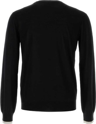 Loewe Mens Black Wool Sweater Blackgrey Exterior: Maglie