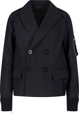sacai Blazer Doppiopetto In Twill