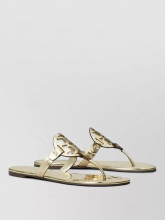 Tory Burch signature flat slides metallic leather