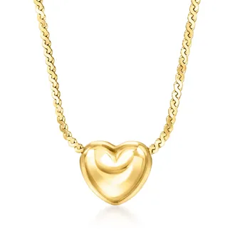 RS Pure by Ross-Simons Italian 18kt Gold Over Sterling Puffed Heart Necklace