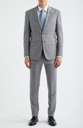 Emporio Armani Light Grey Plaid Virgin Wool Suit in Solid Light/Pastel Grey at Nordstrom, Size 38 Us