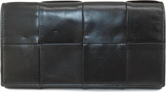 Bottega Veneta Black Leather Long Wallet (Bi-Fold) (Pre-Owned)
