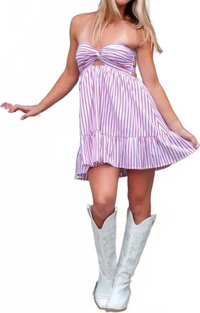 Cotton Candy L.A. Amelia Striped Strapless Dress In Red