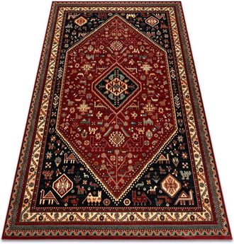 RugsX Rugsx - Wool carpet kashqai 4364 301 oriental, frame claret / black red 120x170 cm