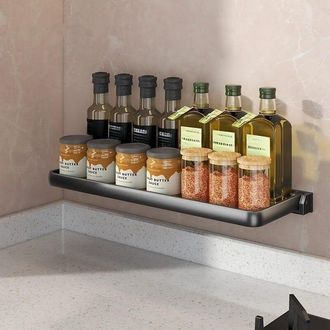 OEM Estanter&iacute;a De Cocina, Especiero, Plegable, 41,5 &times; 15 &times; 6,5 Cm - Almacenamiento De Cocina Sin Taladrar, Para Especias, Multifuncional - Negro