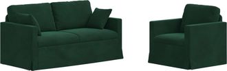 vidaXL Juego De Sof&aacute; 2 Uds. Verde Oscuro Terciopelo Vidaxl