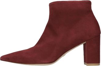 Stuart Weitzman 75 Zip Bootie - Dames - Laarzen met Hak - Rood - 37 1/2 EU - Su&egrave;de - Schoenen