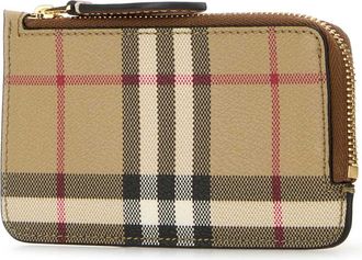 Burberry Womens Somerset Card Case Beige Polyurethane Polyester Cotton Wallet