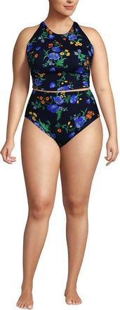 Lands End Plus Size Tugless Portrait Back Set in Navy/tossed Poppy Floral at Nordstrom, Size 1X