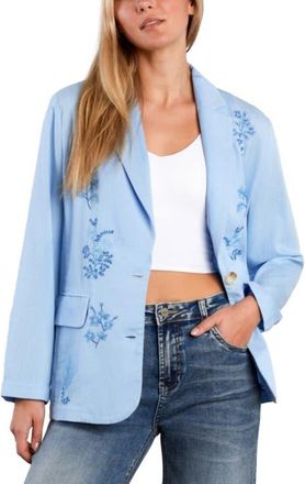 BILLY T Poetic Floral Embroidered Denim Blazer in Windsurfer Blue at Nordstrom, Size X-Small
