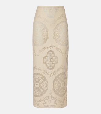 Valentino Gonna midi in misto cotone