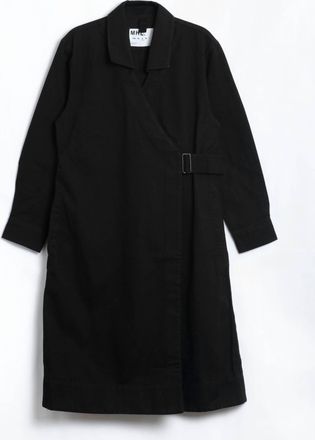 Margaret Howell Womens Collared Wrap Dress In Off Black