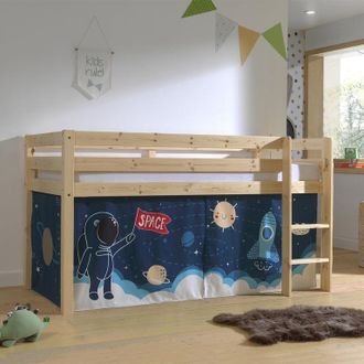 M&S Collection M&s - Cama De Media Altura 90x200 Con Somier Y Funda Space Vipack Pino Madera